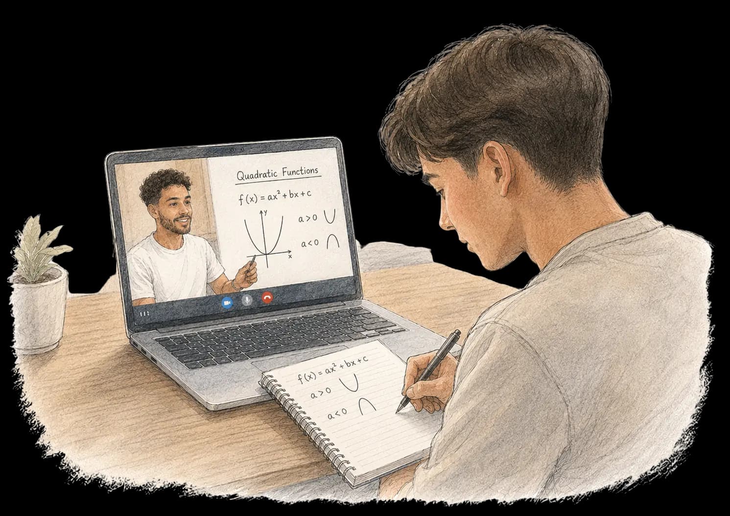 Lærer og elev jobber sammen med matematikk